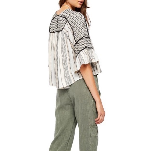 Free People Runnin On A Dream Top Ivory Size Large NWT - Picture 5 of 7